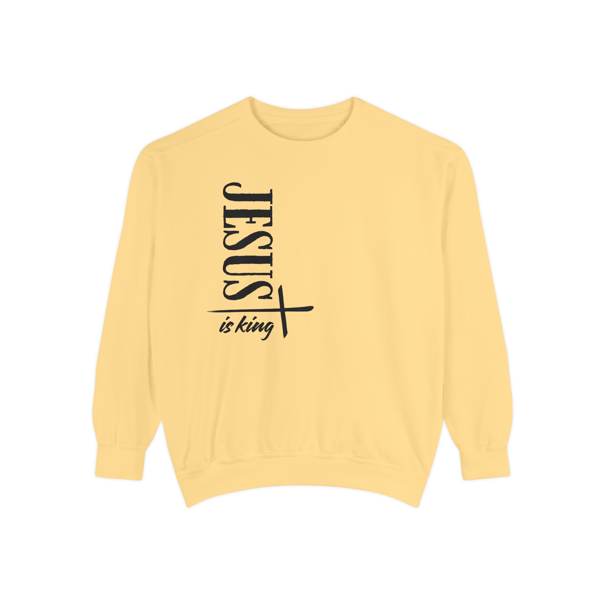 Jesus is King – "Vertical Cross" Vintage Garment-Dyed Sweatshirt - Imagen 10