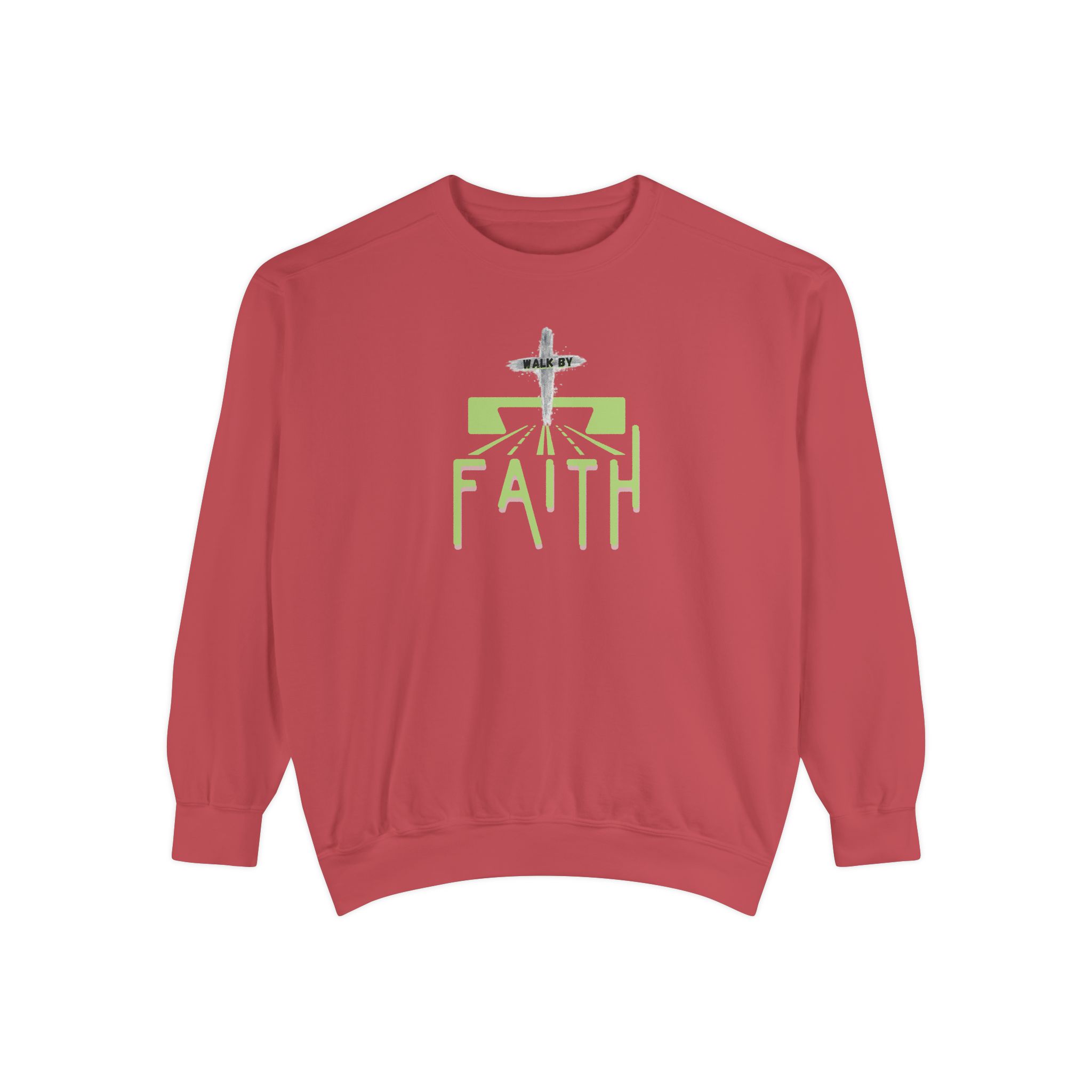 Walk by Faith – "The Way" Vintage Garment-Dyed Sweatshirt - Imagen 4