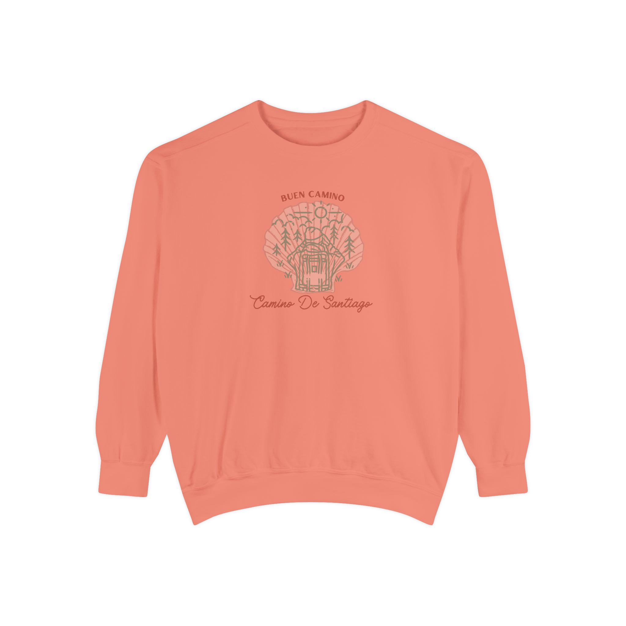Camino de Santiago – "Rustic Scallop Journey" Vintage Garment-Dyed Sweatshirt - Imagen 4