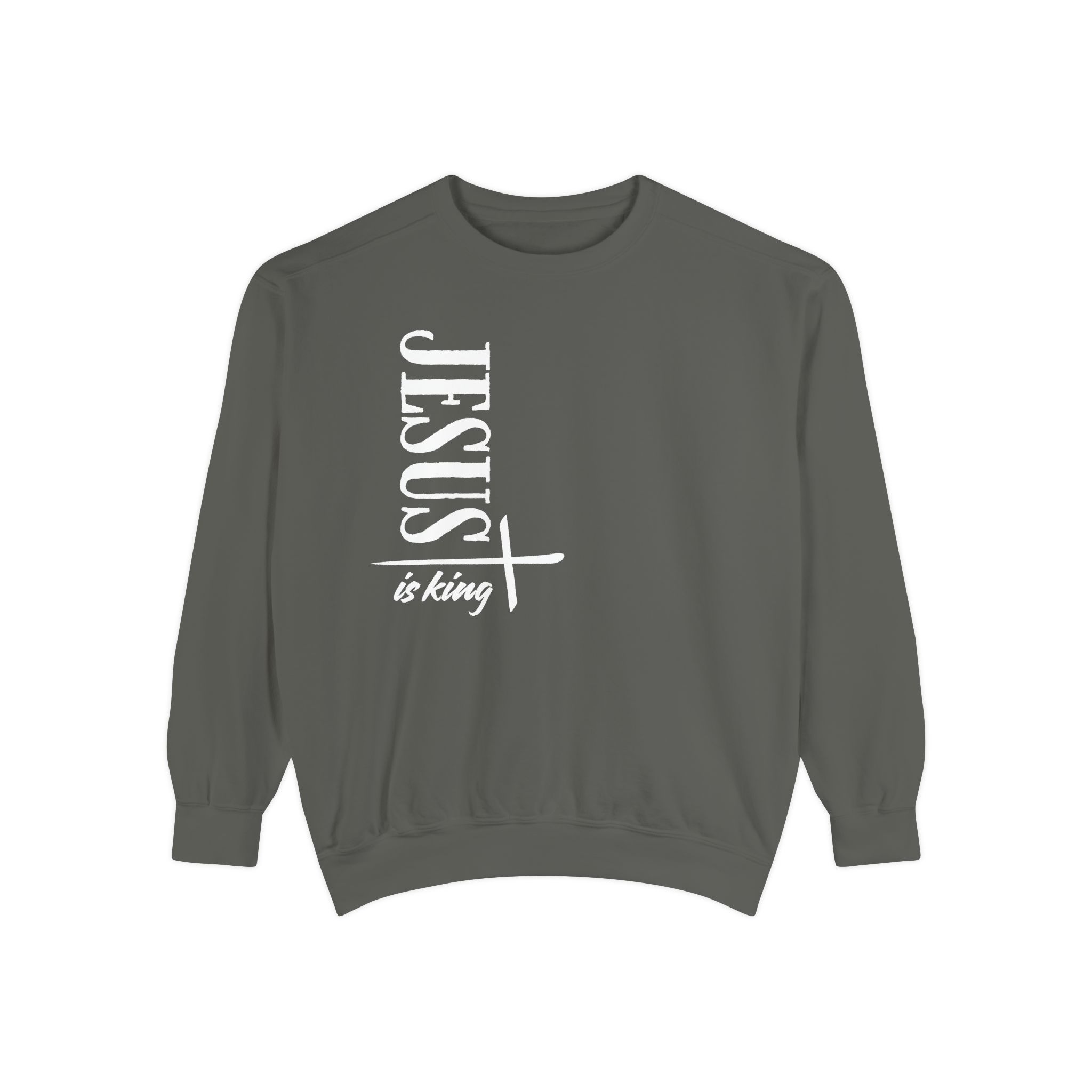 Jesus is King – "Vertical Cross" Vintage Garment-Dyed Sweatshirt