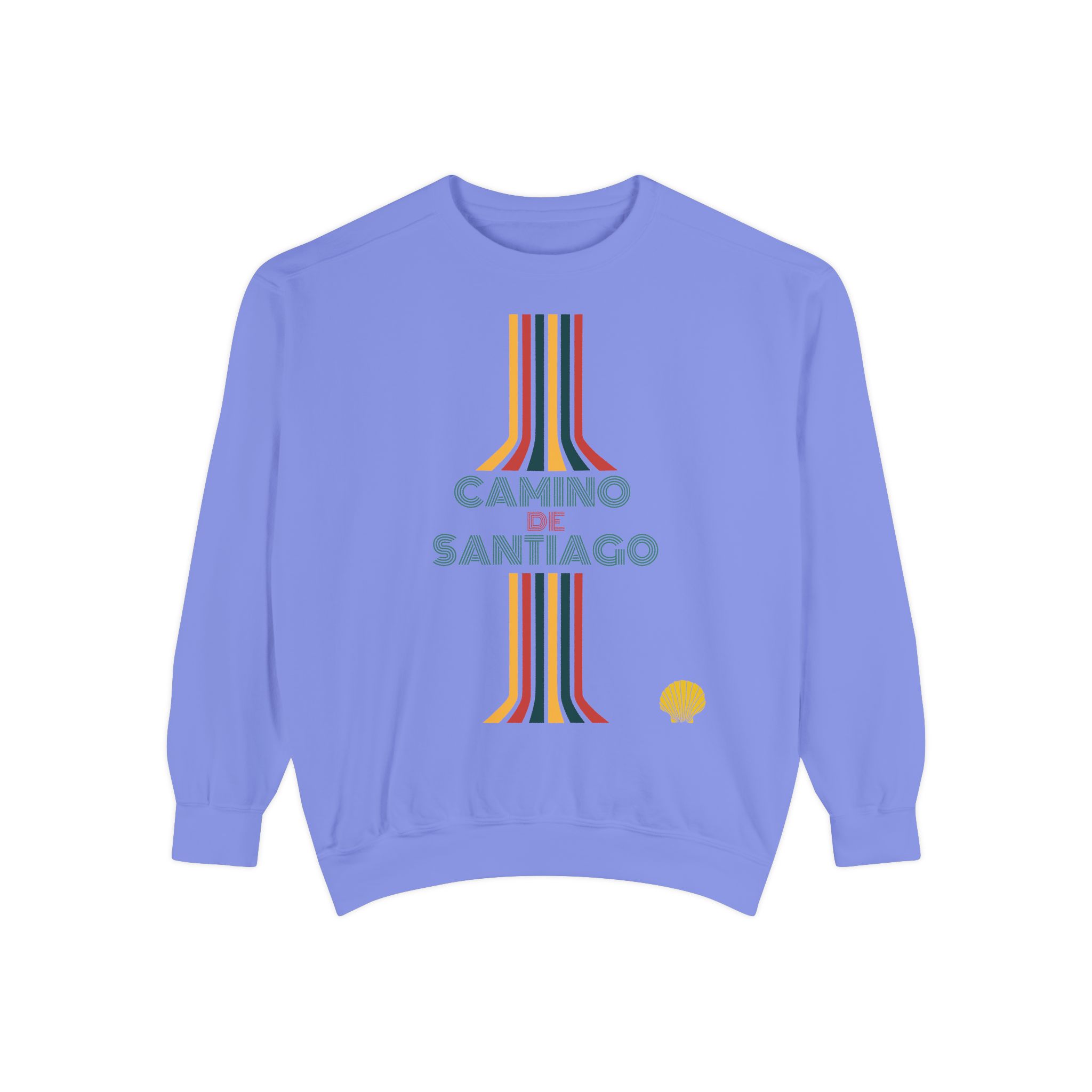 Camino de Santiago – "Retro Vertical Flow" Vintage Garment-Dyed Sweatshirt - Imagen 6